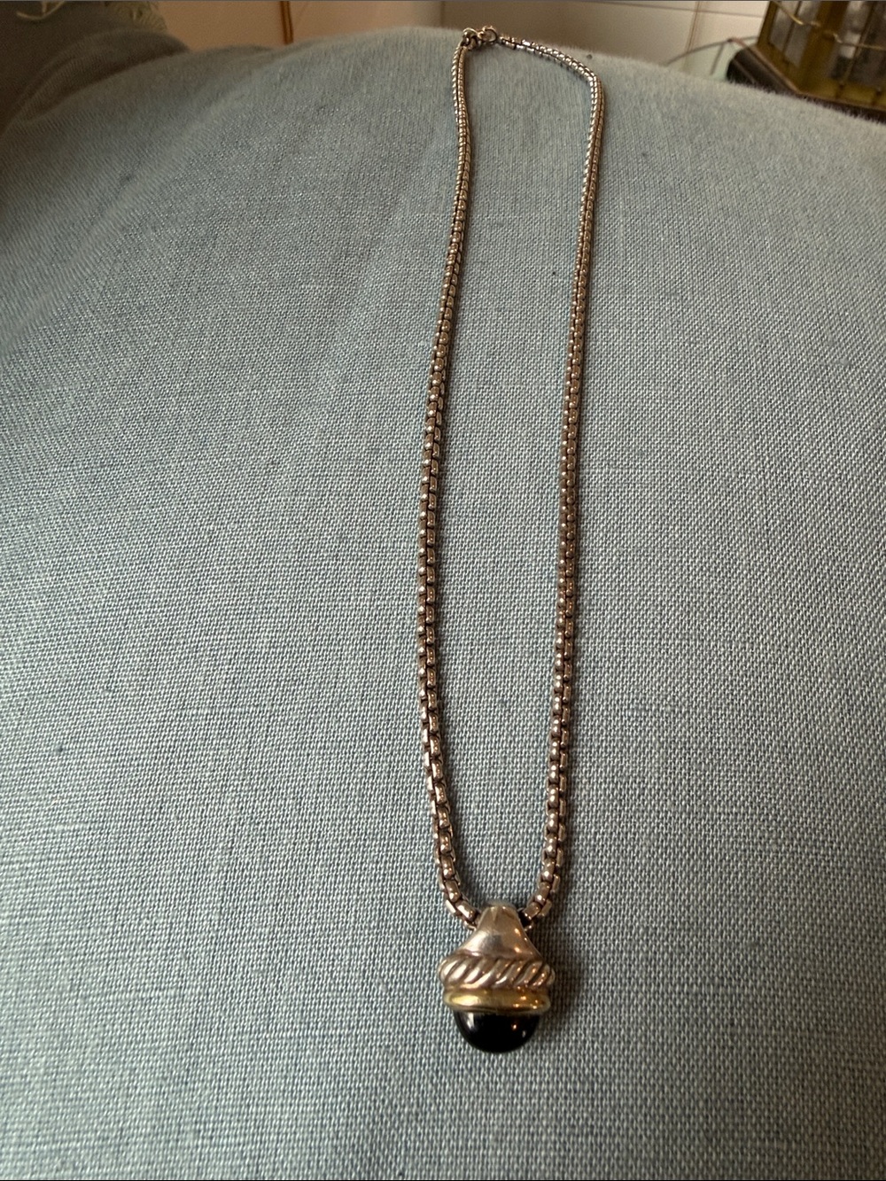 Authentic David Yurman Acorn Pendant Necklace with black onyx Pendant